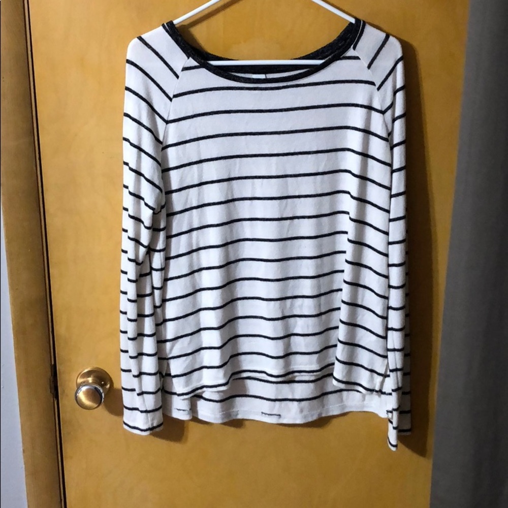 Grey and white knit top